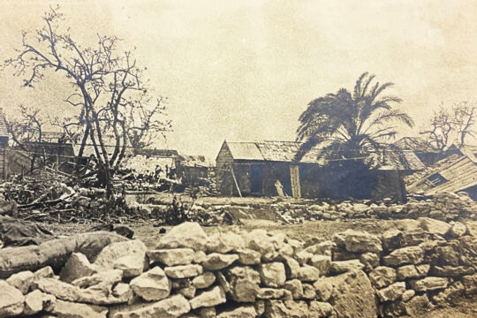Ruined homes in the Turks and Caicos after the 1926 hurricanes