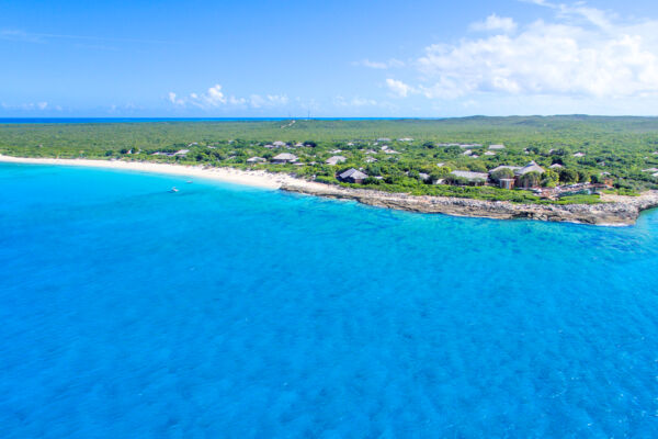 Aerial view of Amanyara Resort and Malcolm's Road Beach