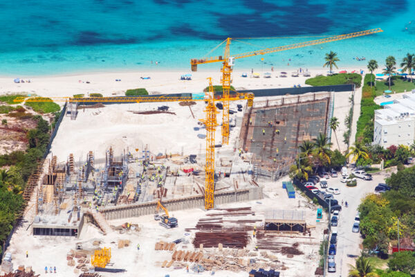 Aerial view of the Andaz construction site in March of 2024