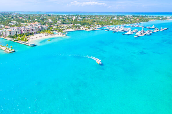 Aerial photo of Leeward Going Through Channel and Blue Haven Marina on Providenciales