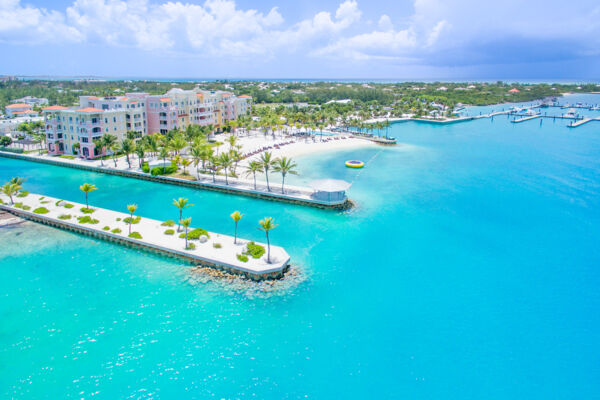 Aerial view of Blue Haven Marina and entrance canal