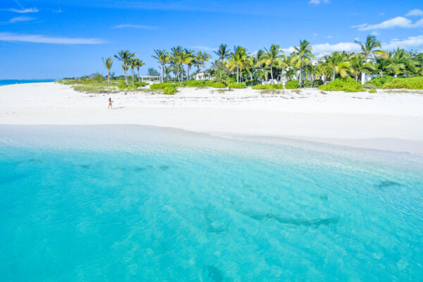 Aerial photo of Grace Bay Beach and Coral House villa