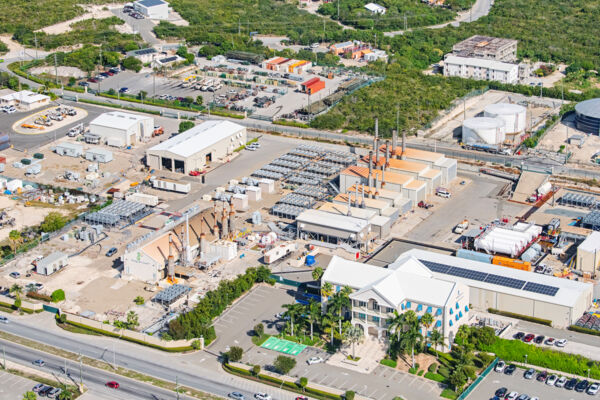 Aerial view of the FortisTCI power plant in the Turks and Caicos