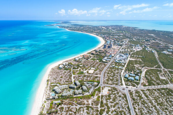 Aerial view of the Grace Bay region of Providenciales