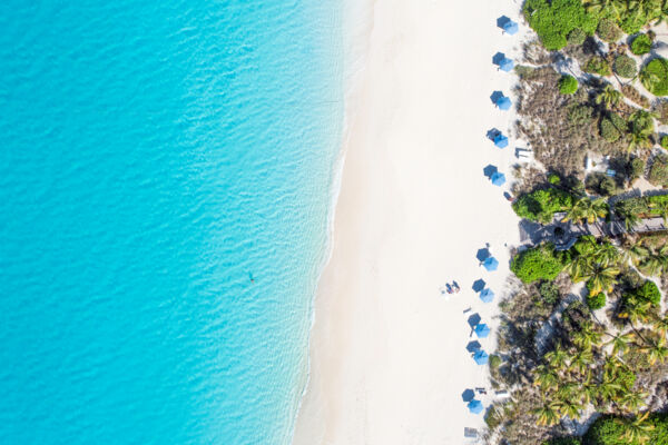 Overhead view of Grace Bay Beach