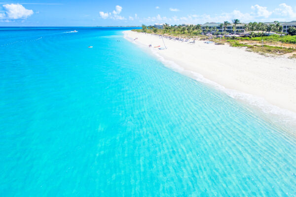 Aerial photo of The Sands resort on Grace Bay Beach