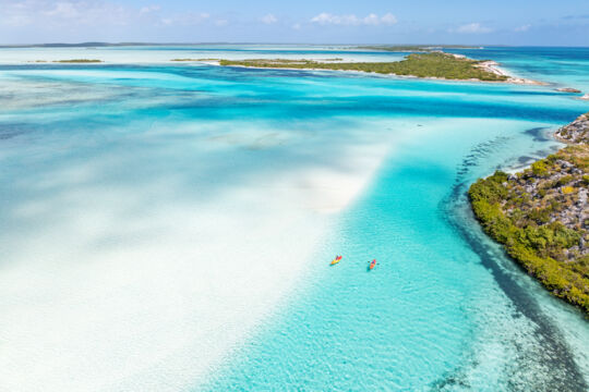 Aerial view of kayaks at Plandon Cay Cut