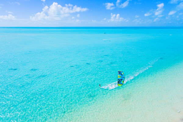 Kiteboarding at Long Bay Beach on Providenciales