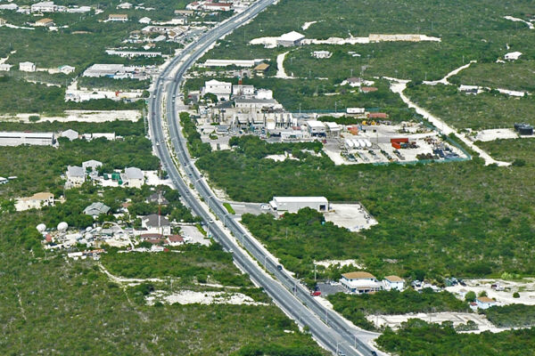 Aerial view of Leeward Highway near the power station