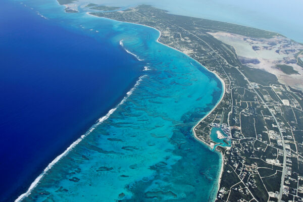 High altitude photo of Grace Bay and Providenciales