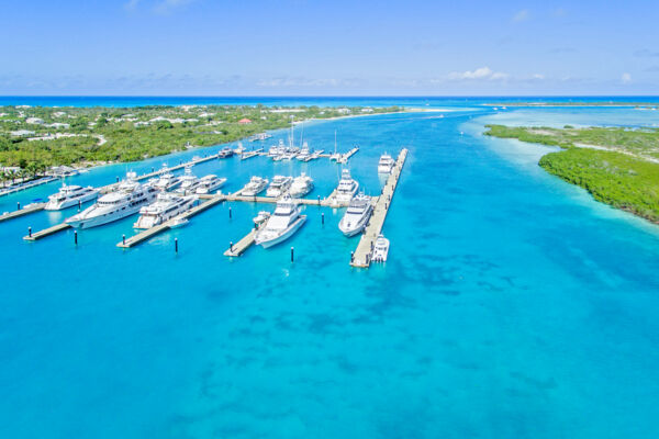 Aerial photos of yachts at Blue haven Marina