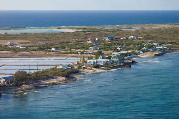 The White House and salt pans on Salt Cay