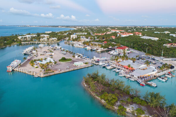 Aerial view of Turtle Cove at dusk