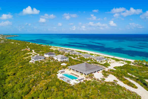 Aerial photo of the Sailrock Resort and villas on South Caicos