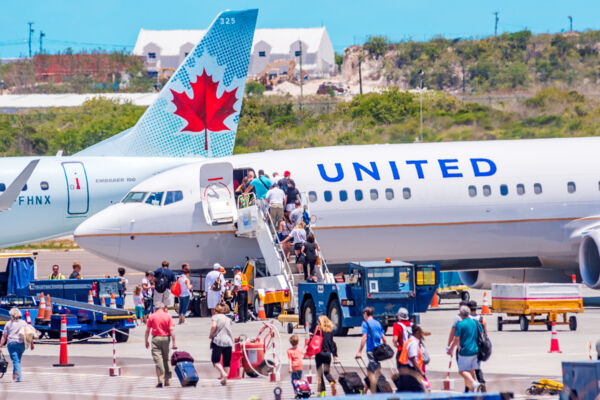 Crowds at the PLS Providenciales International Airport