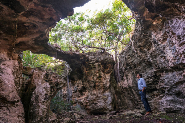 Karst cave and arch in the Turks and Caicos