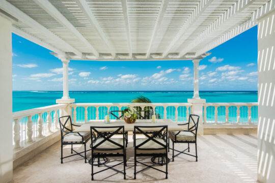 Balcony at a luxury resort on Grace Bay