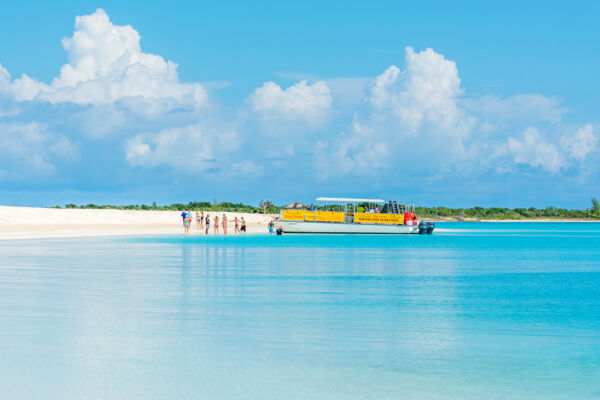 Tour boat at Leeward Beach