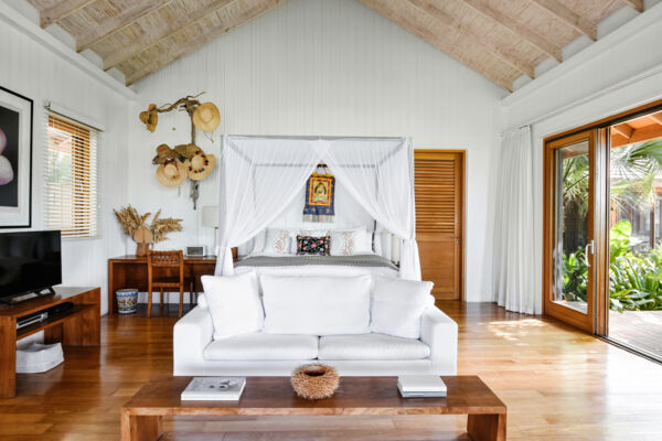 Bedroom in a luxury villa on Parrot Cay