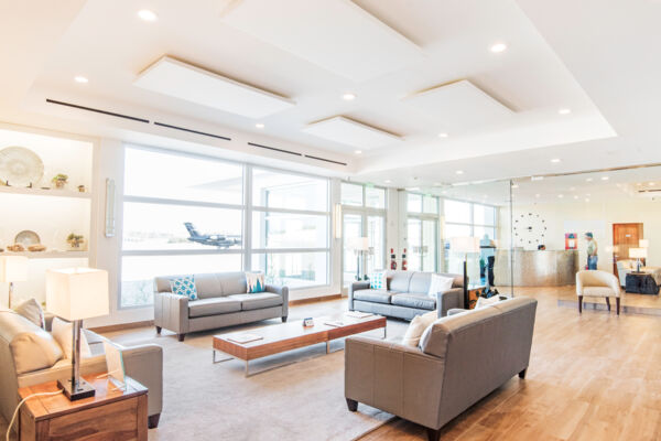 Departure lounge at Blue Heron Aviation FBO in Turks and Caicos