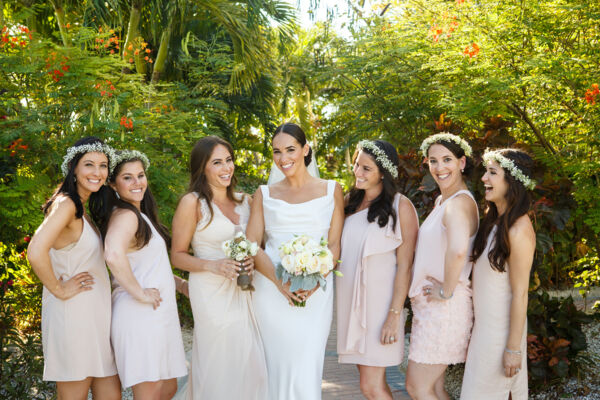 Bride and bridesmaids at a resort in the Turks and Caicos