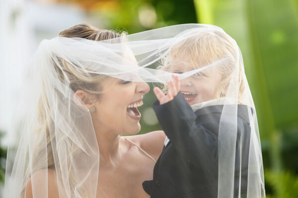 Bride and child