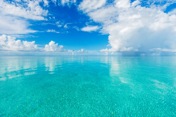 Very calm water in the shallow Caicos Banks off of Middle Caicos