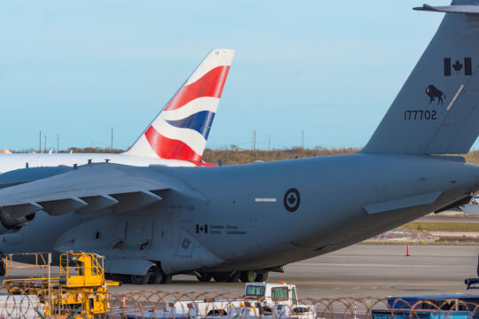 Canadian Armed Forces Boeing C-17A Globemaster at the Providenciales Airport