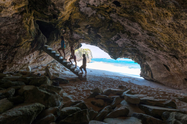 Cave and stairs at the beach at Mudjin Harbour