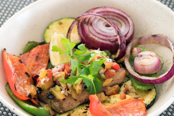 Turks and Caicos grilled mahi mahi with vegetables