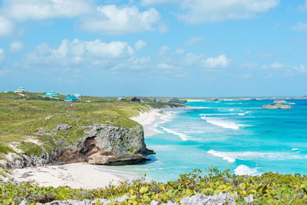 The view of Mudjin Harbour from Big Hill at Conch Bar village