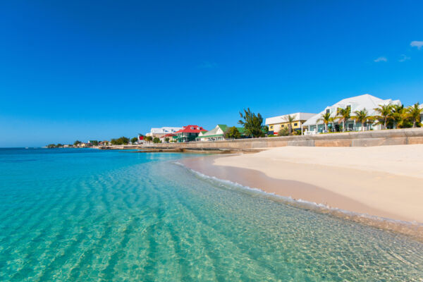 The pristine beach at the oceanfront Cockburn Town