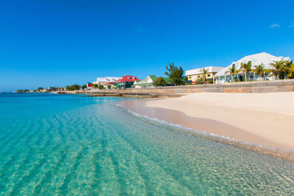 Beachfront and clear ocean water at Cockburn Town