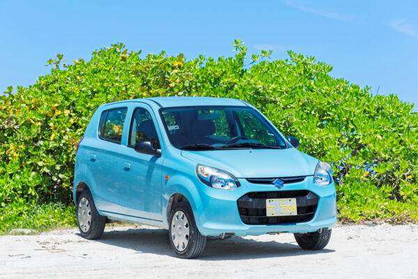 Compact Suzuki rental car at Leeward Beach