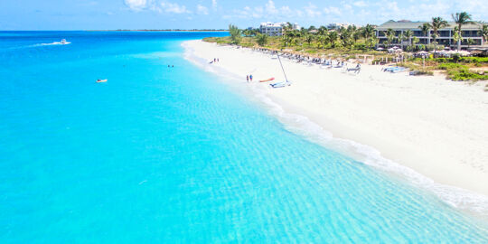 Aerial view of Grace Bay Beach at the Sands Resort