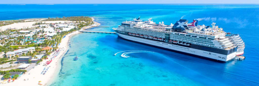 Aerial view of the Grand Turk Cruise Center and two cruise ships
