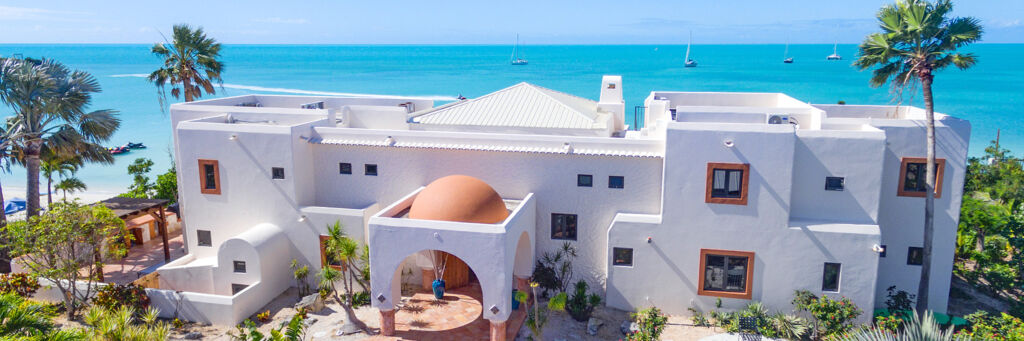 Aerial view of La Koubba Villa at Sapodilla Bay Beach