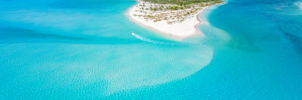 Aerial view of Fort George Cay in the Turks and Caicos