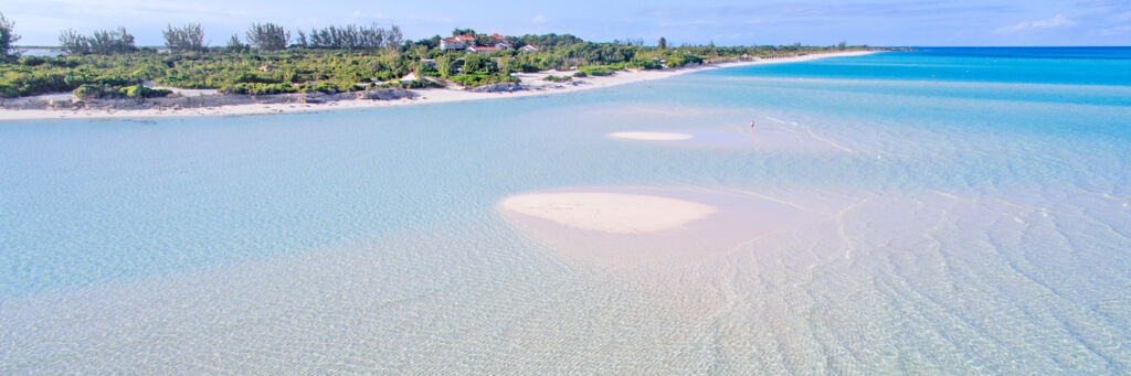 Sandbars and and the beach at Parrot Cay Resort