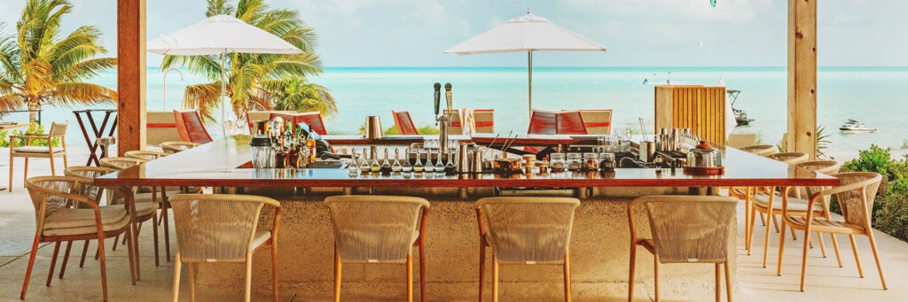 Beach bar with ocean view.