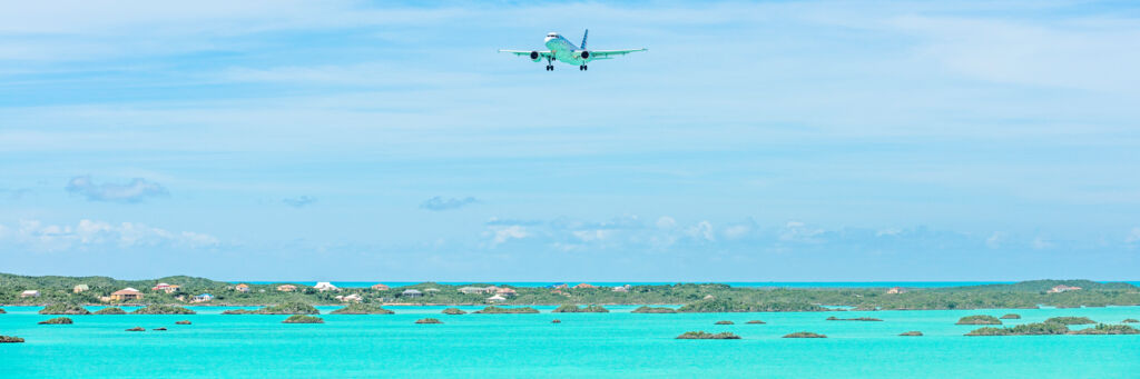 Airliner flying into the Turks and Caicos