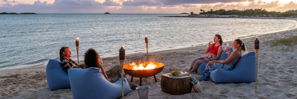 Beach bonfire at a secluded beach in the Turks and Caicos.