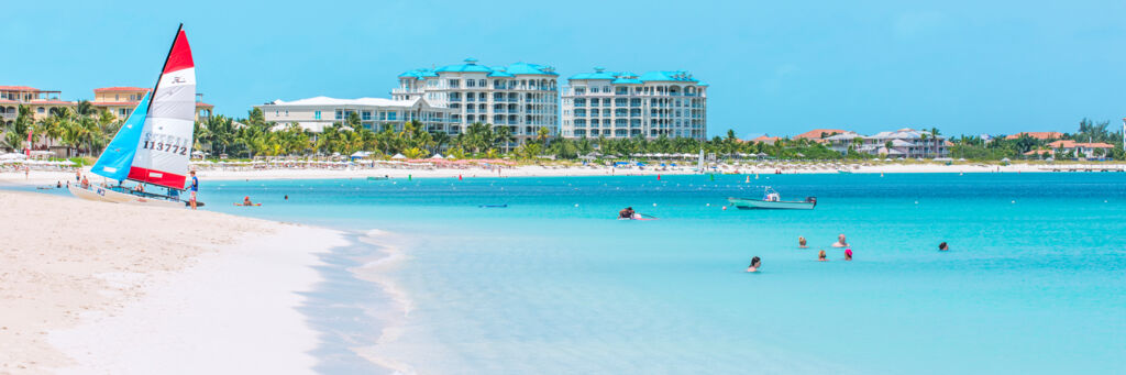 People enjoying the ocean at Grace Bay