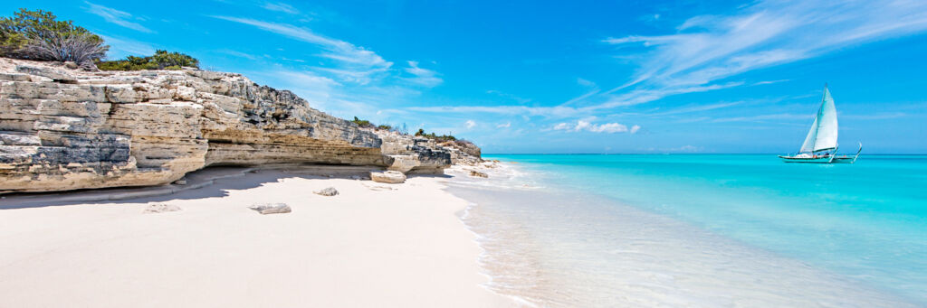 Sailboat at Water Cay Beach, Turks and Caicos