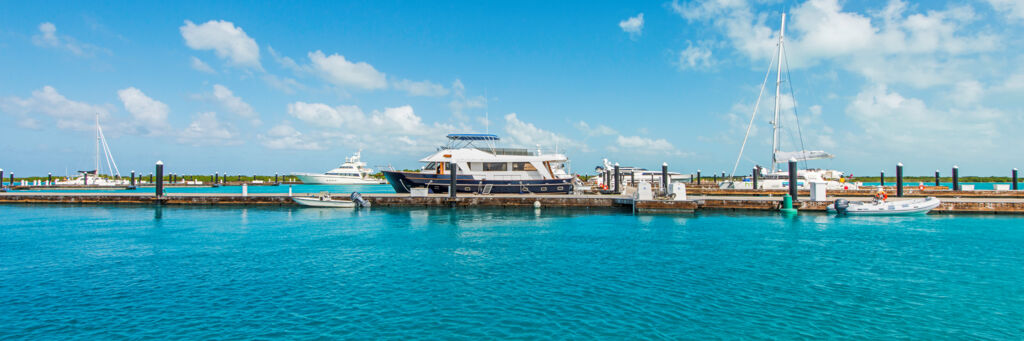 Floating docks and yachts at Blue Haven Marina