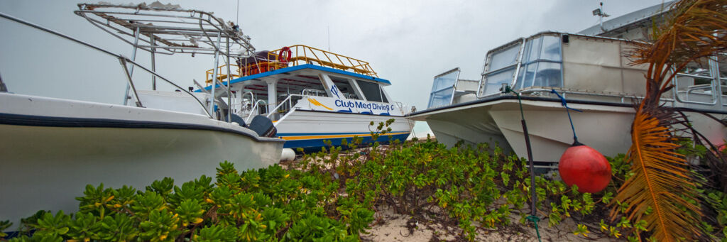 Boats left on shore in the Turks and Caicos after Hurricane Hanna