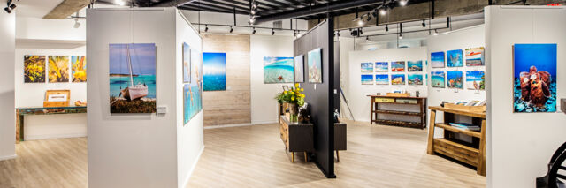 Prints at the Brilliant Studios gallery in Grace Bay