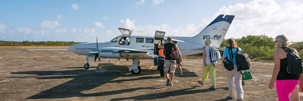Caicos Express Airways Cessna 402 on the tarmac at the Salt Cay Airport
