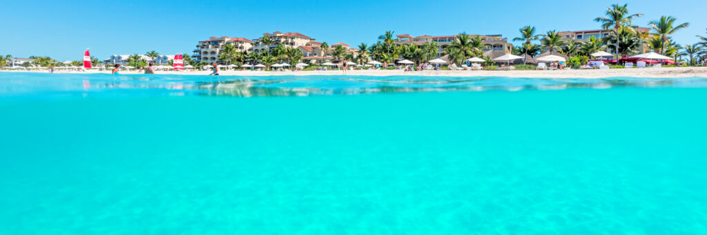 Calm and clear ocean water at Grace Bay Club resort.