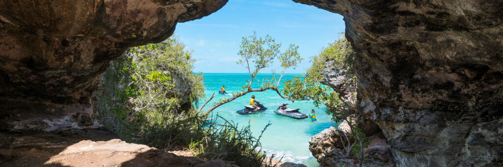 Jet ski tour at West Harbour Bluff in the Turks and Caicos